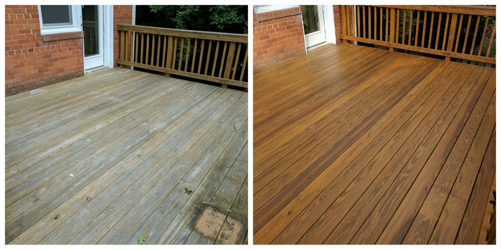 Sioux Falls homeowner before and after staining deck for outdoor maintenance