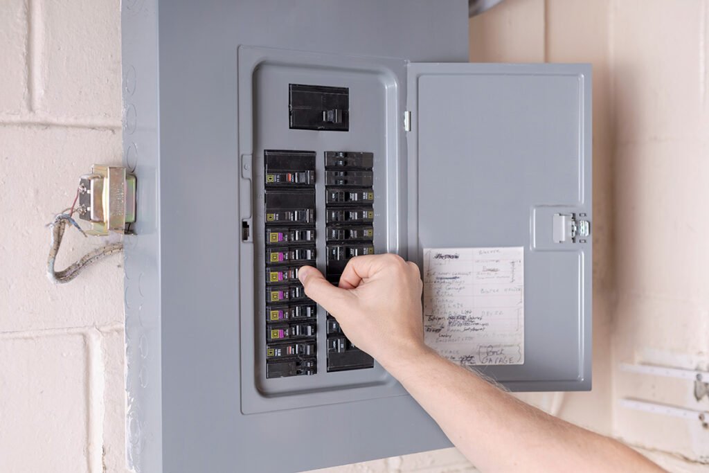 Sioux Falls resident testing electrical outlet for safety check